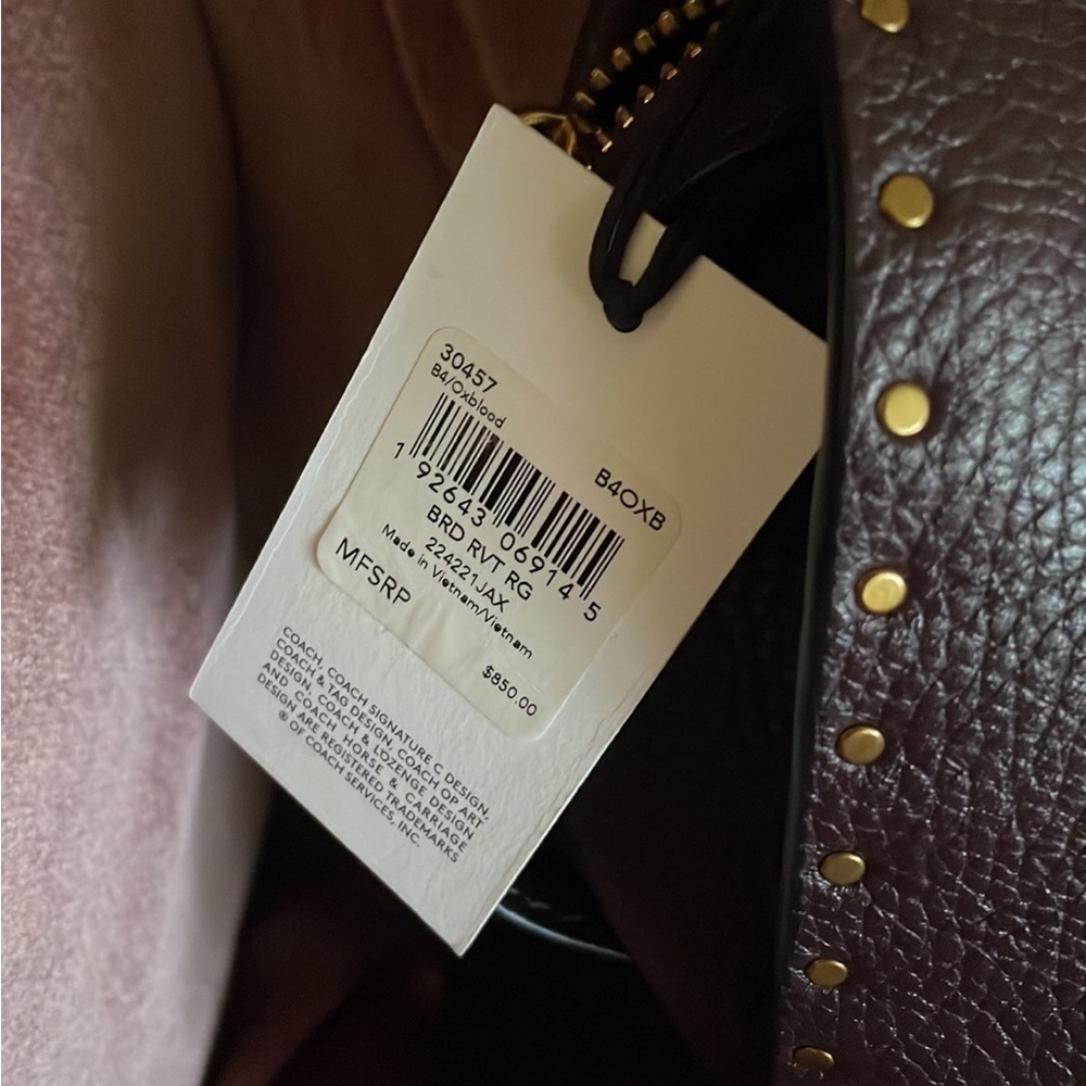 Coach Oxblood Gold Rivet Rogue NWT RARE - Picture 3 of 12